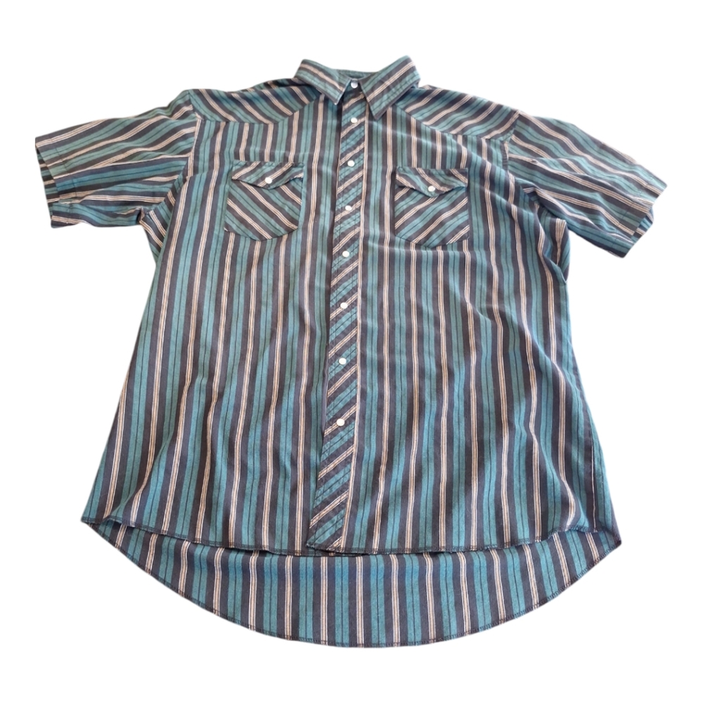 Wrangler Vintage Striped Western Cowboy Short Sleeve - Size XL